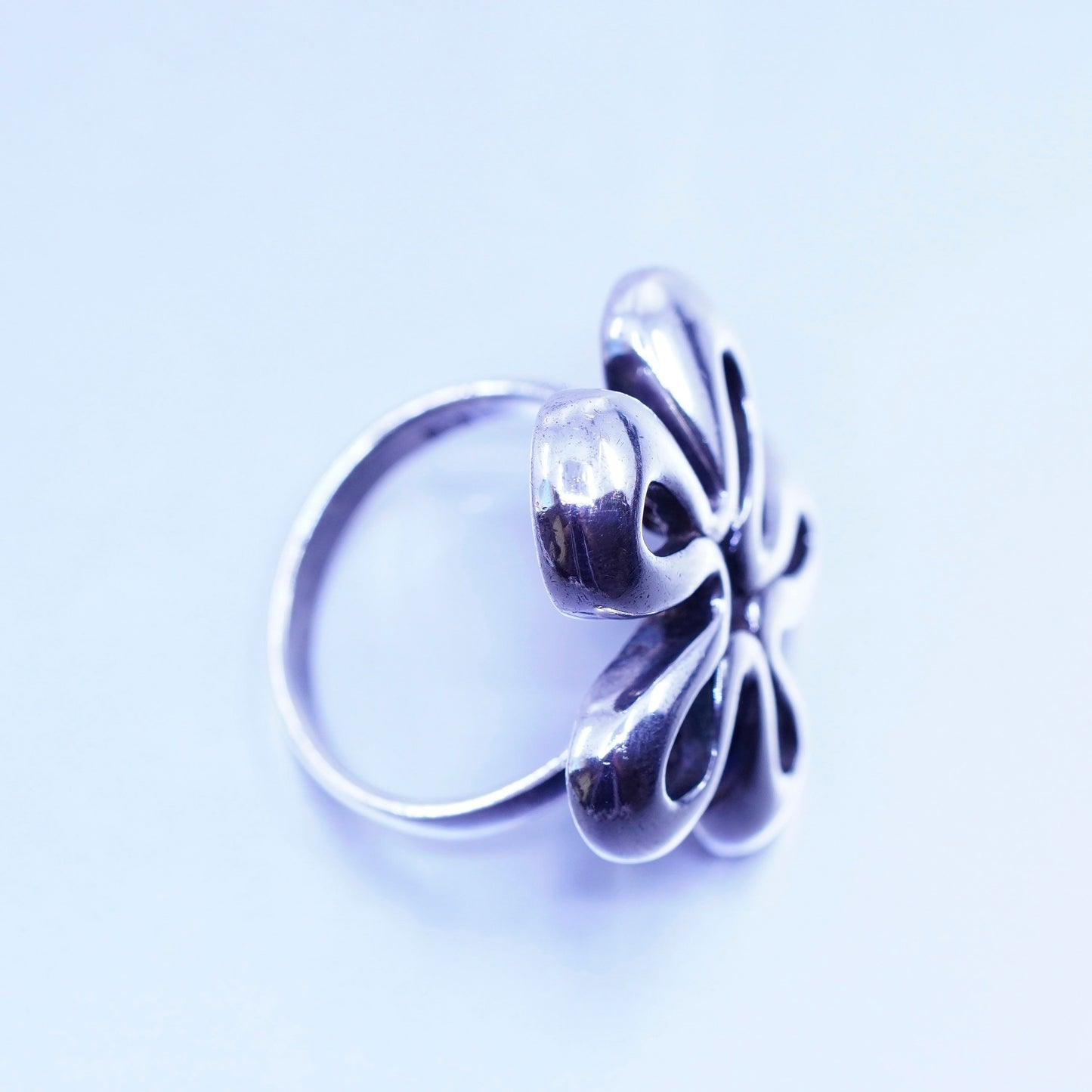 Size 9.25, southwestern Sterling 925 silver handmade ring, modern flower band