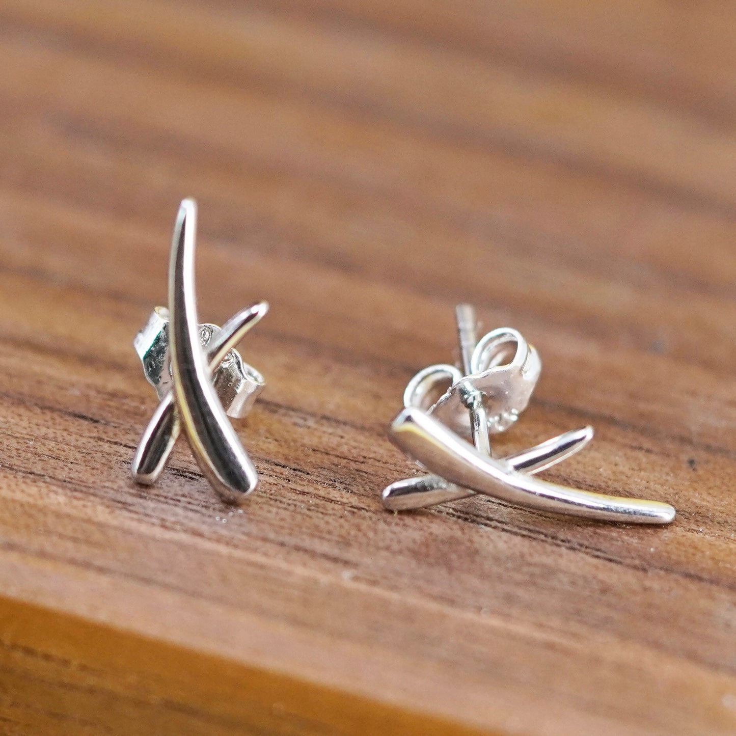 Vintage Sterling silver handmade earrings, 925 cross studs