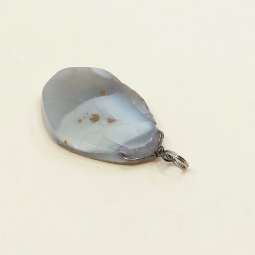 Vtg Huge 925 Sterling Silver Handmade Pendant W/ agate, Silver Tesyed