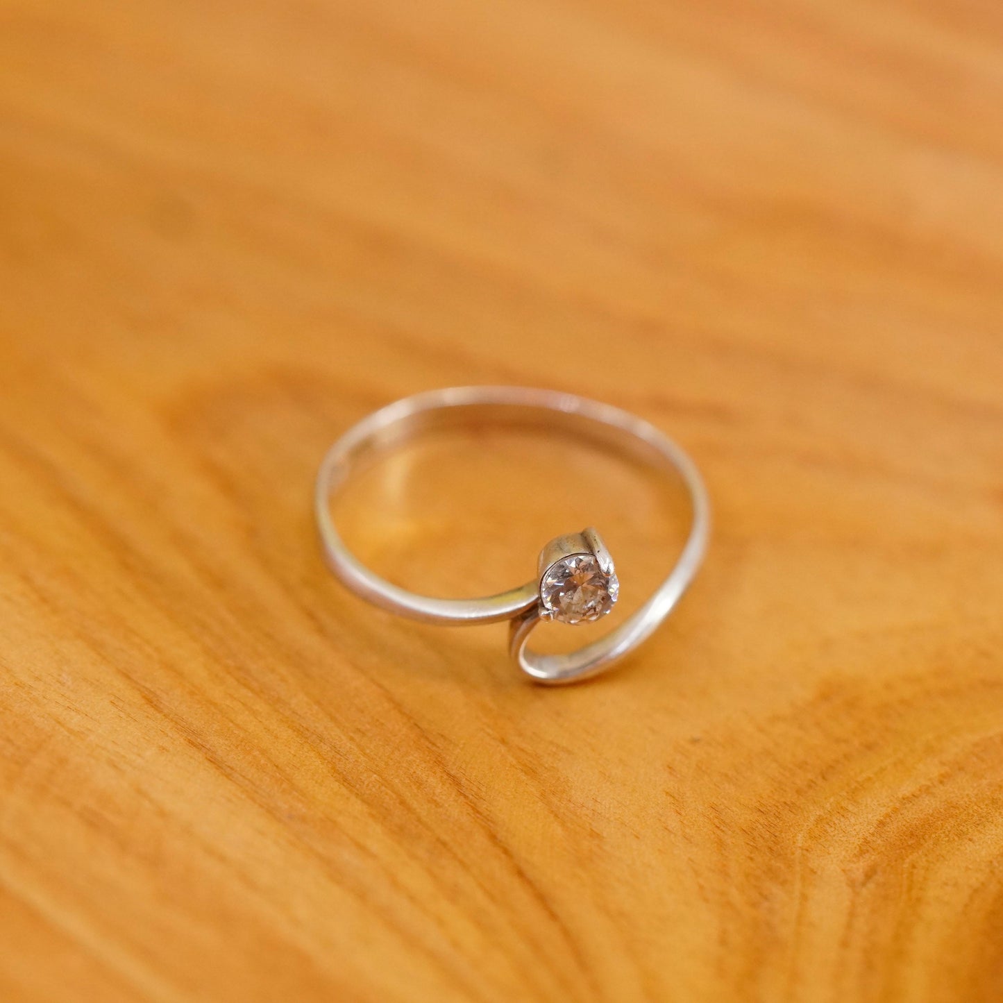 Size 8.75, vintage Sterling silver handmade ring, 925 engagement band with cz