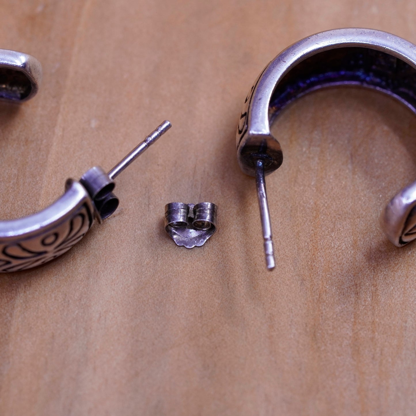 0.75”, Sterling silver handmade hoop earrings, mexico 925 huggie studs