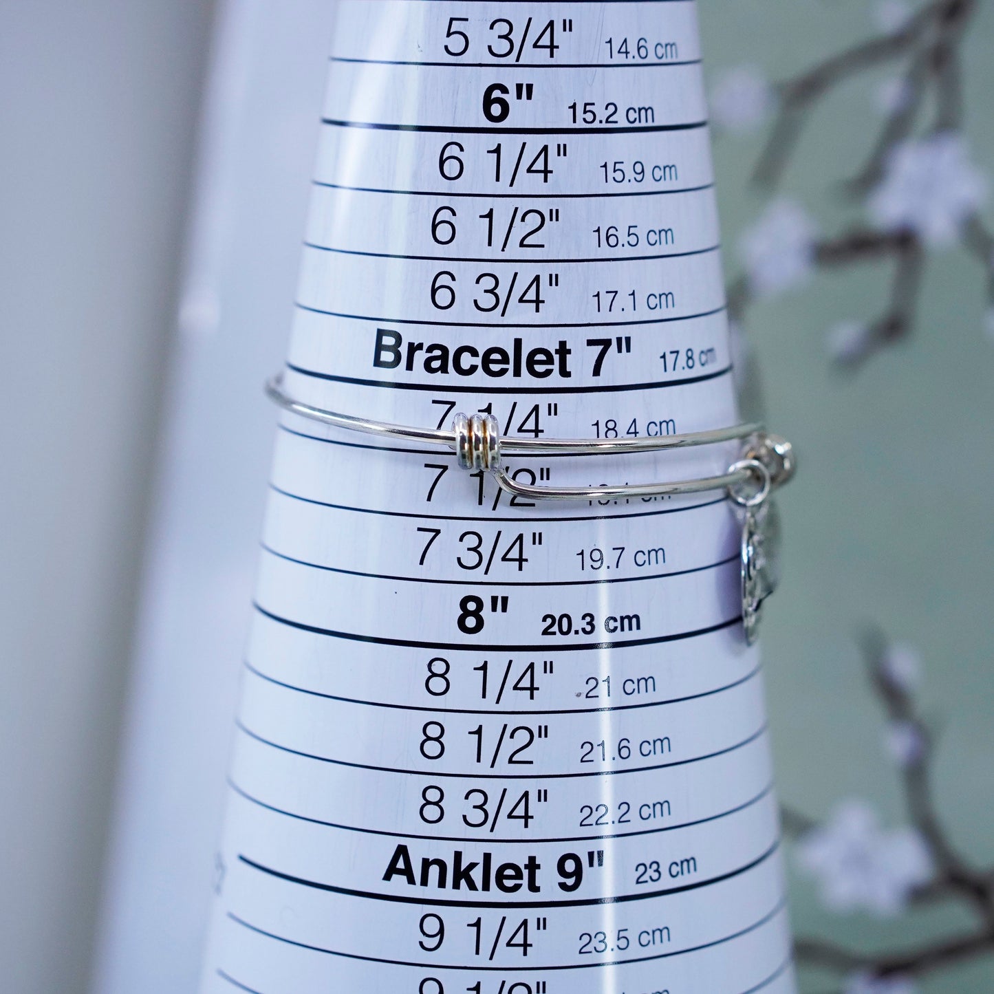 adjustable, sterling silver handmade bracelet, 925 bangle butterfly tag charm