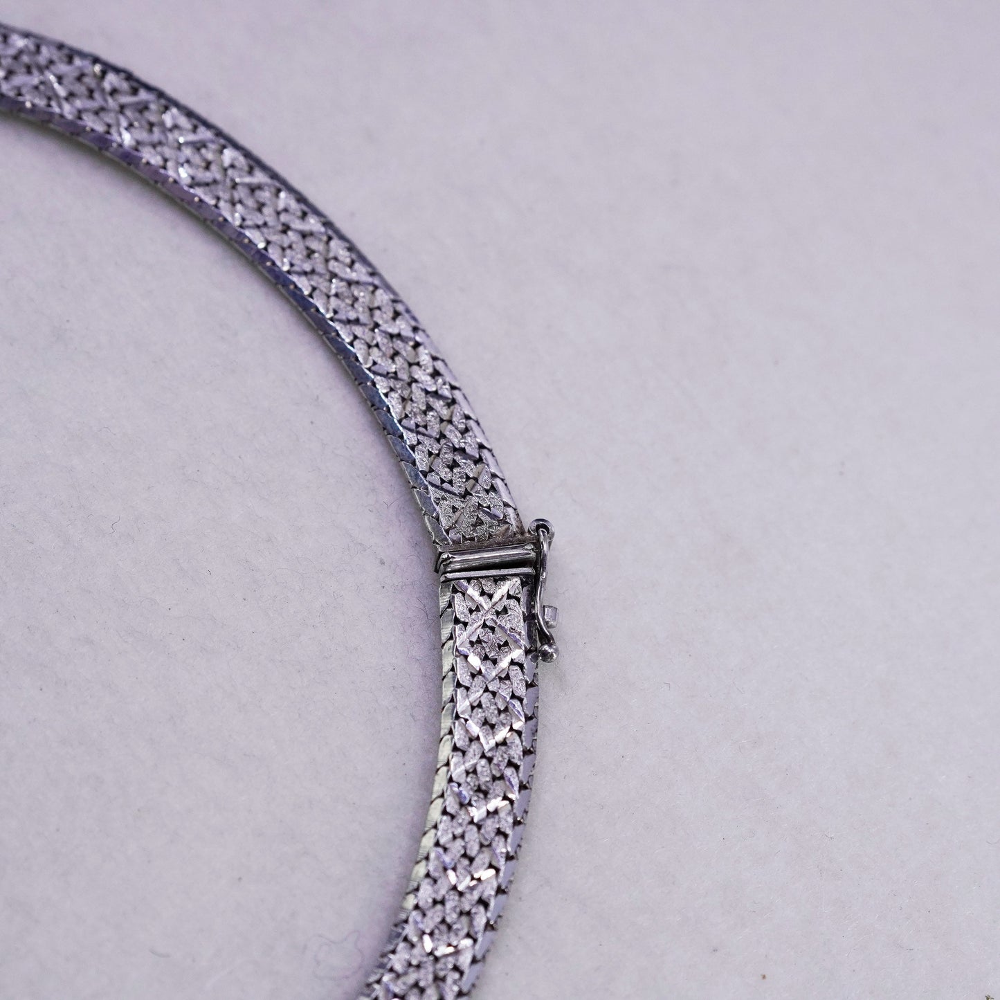 16” 8mm, Vintage Italian sterling 925 silver Riccio V shaped necklace, chain