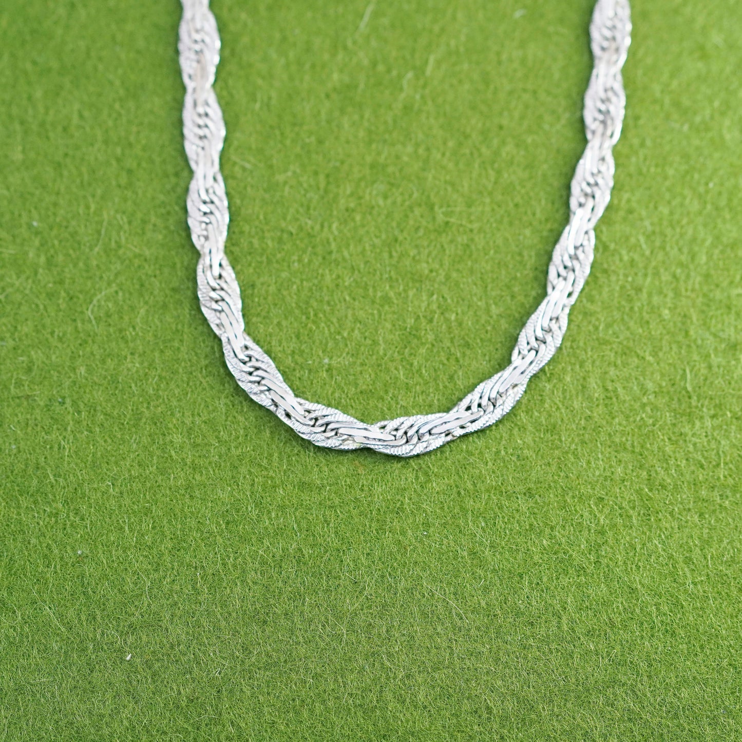 24”, 6mm, Vintage sterling 925 silver flatten nugget chain, necklace