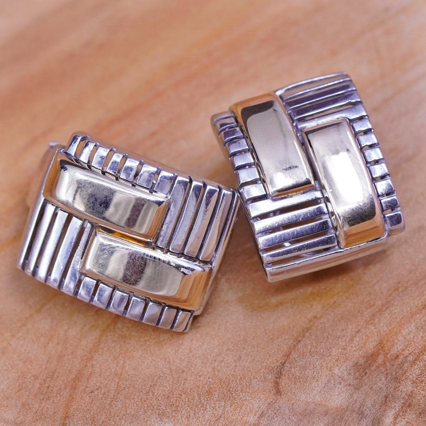 1”, WR 18K gold accent with sterling silver handmade earrings, modern 925 studs