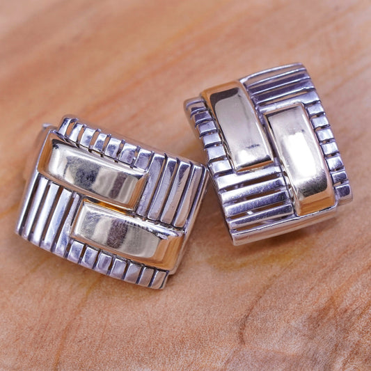 1”, WR 18K gold accent with sterling silver handmade earrings, modern 925 studs