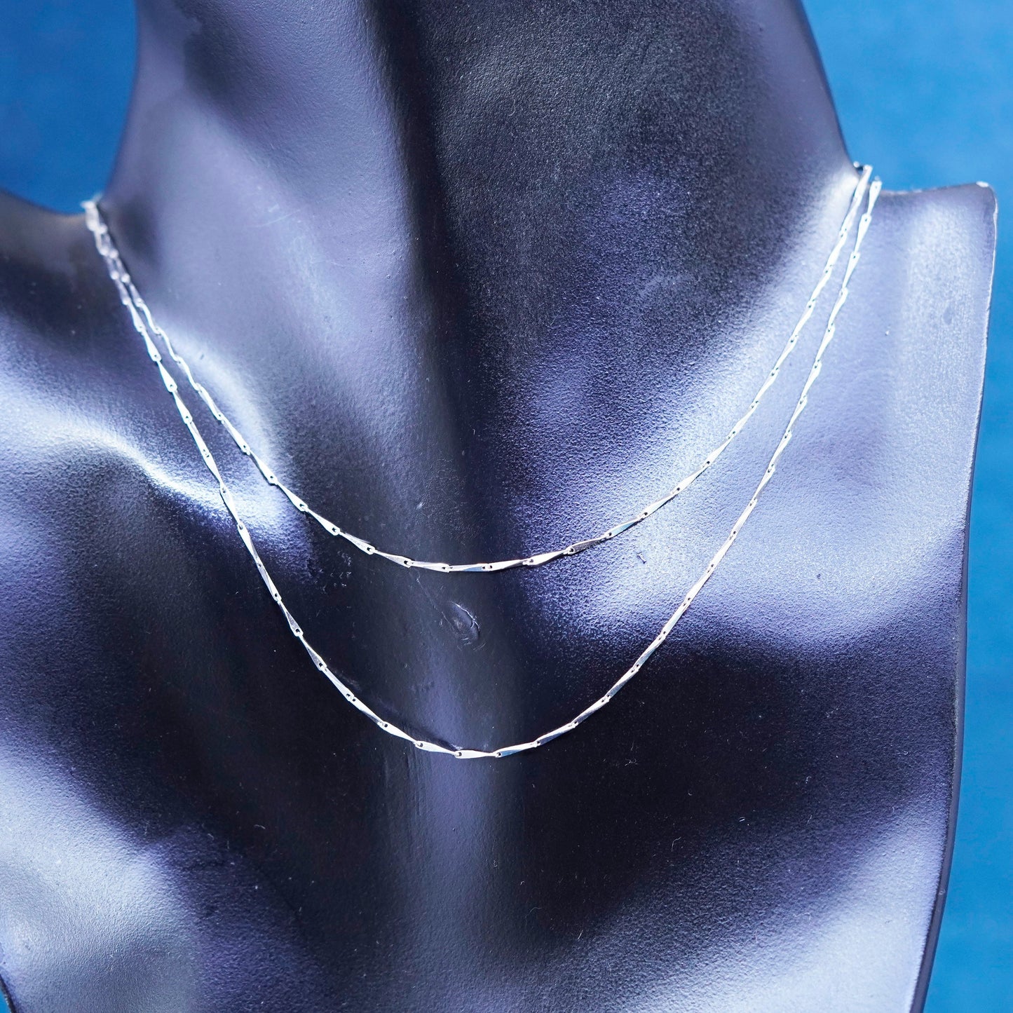 24”, 1mm, vintage Sterling silver handmade necklace, 925 bar chain