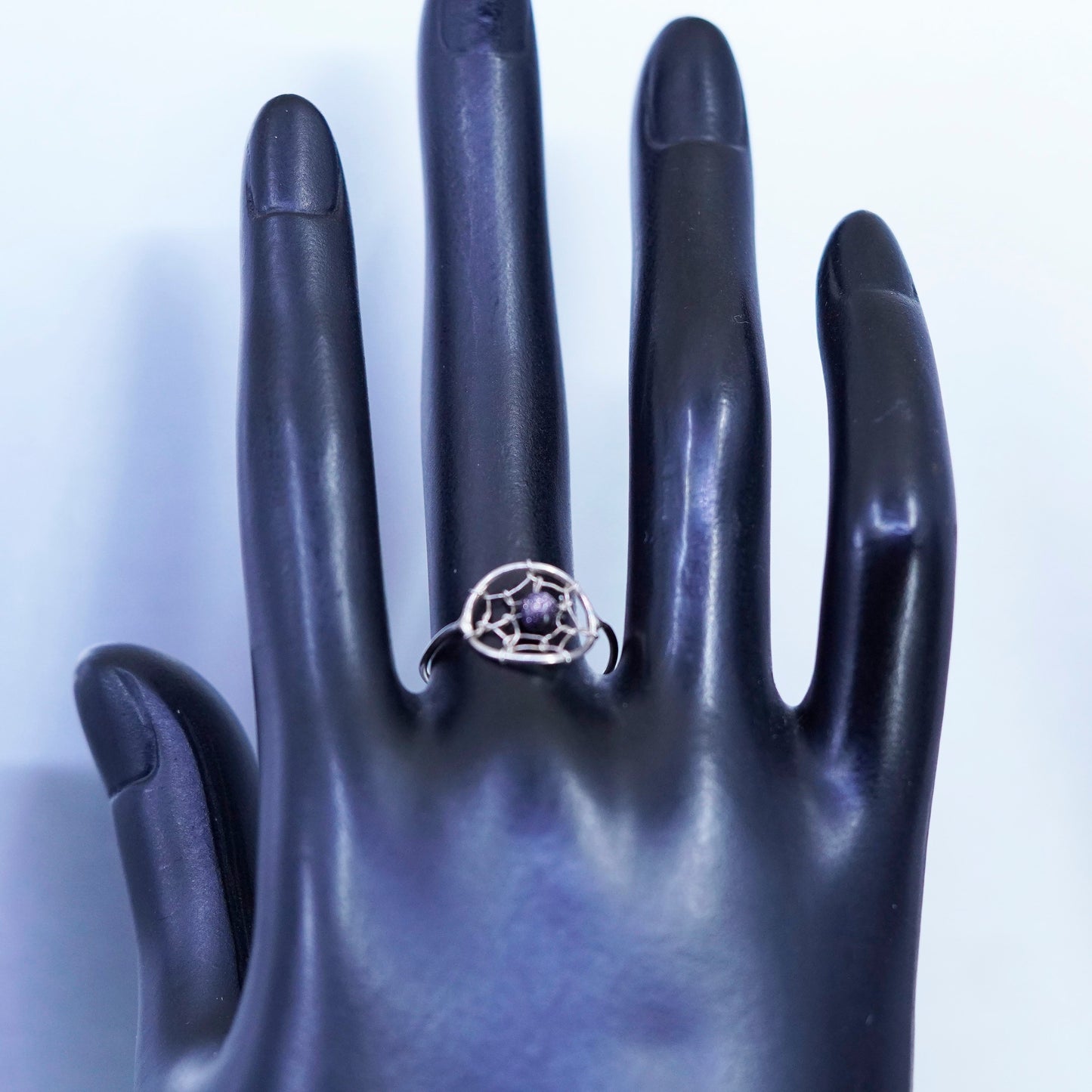 Size 6, vintage Sterling 925 silver handmade ring with goldstone