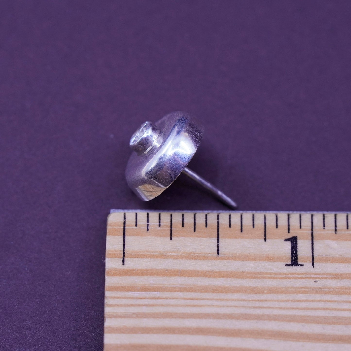 vintage modern Sterling silver handmade studs, earrings with cz