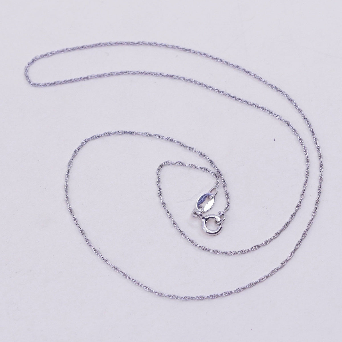 18”, 1mm, vintage Sterling silver necklace, 925 Singapore rope chain