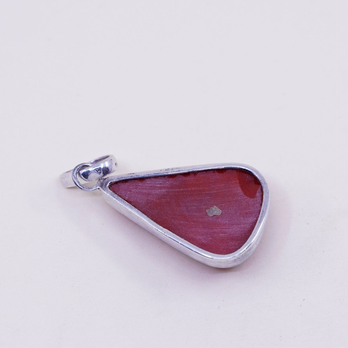 Vintage sterling 925 silver handmade pendant with red jasper