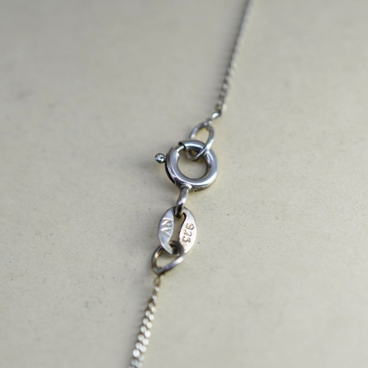 16” 1mm, vintage sterling silver necklace, 925 curb chain
