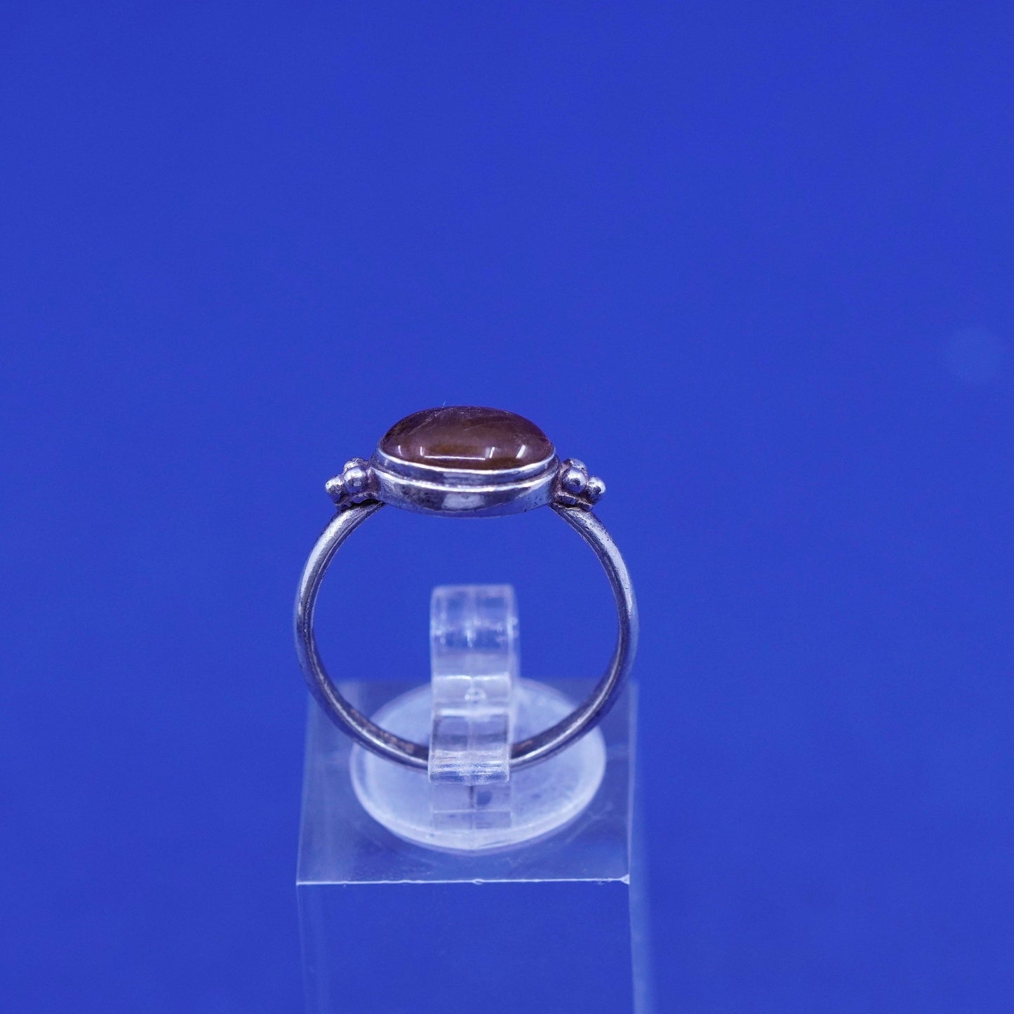 Size 8, Sterling silver handmade ring, Native American, southwestern, 925 amber