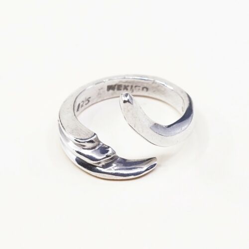 Size 7.25, Vtg Sterling Silver Handmade Ring, Mexico 925 Modern Minimalist Band