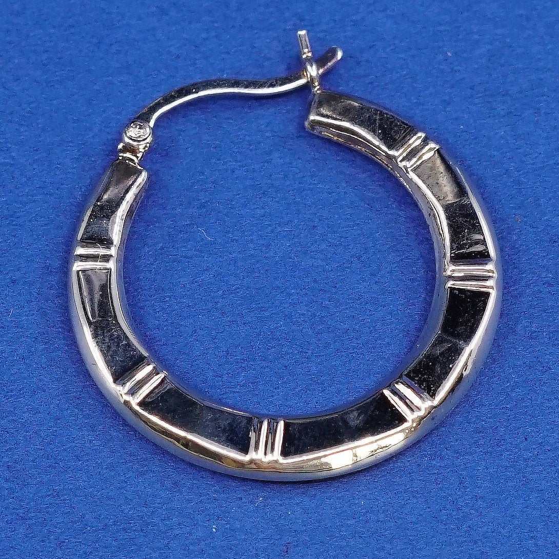 1", vtg gold over Sterling silver handmade hoop earrings, 925 huggie