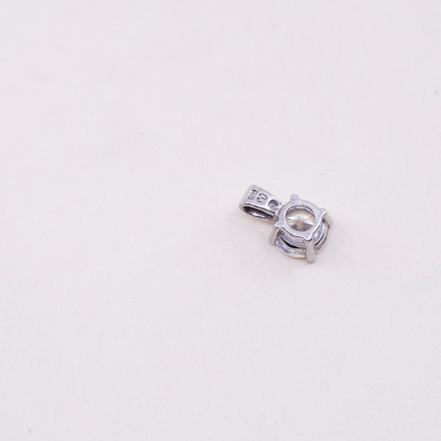 Vintage sterling silver cz crystal pendant, 925 handmade charm