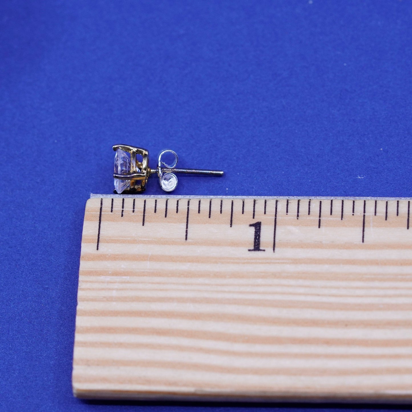 Vintage Vermeil gold over sterling silver handmade earrings, 925 studs with CZ