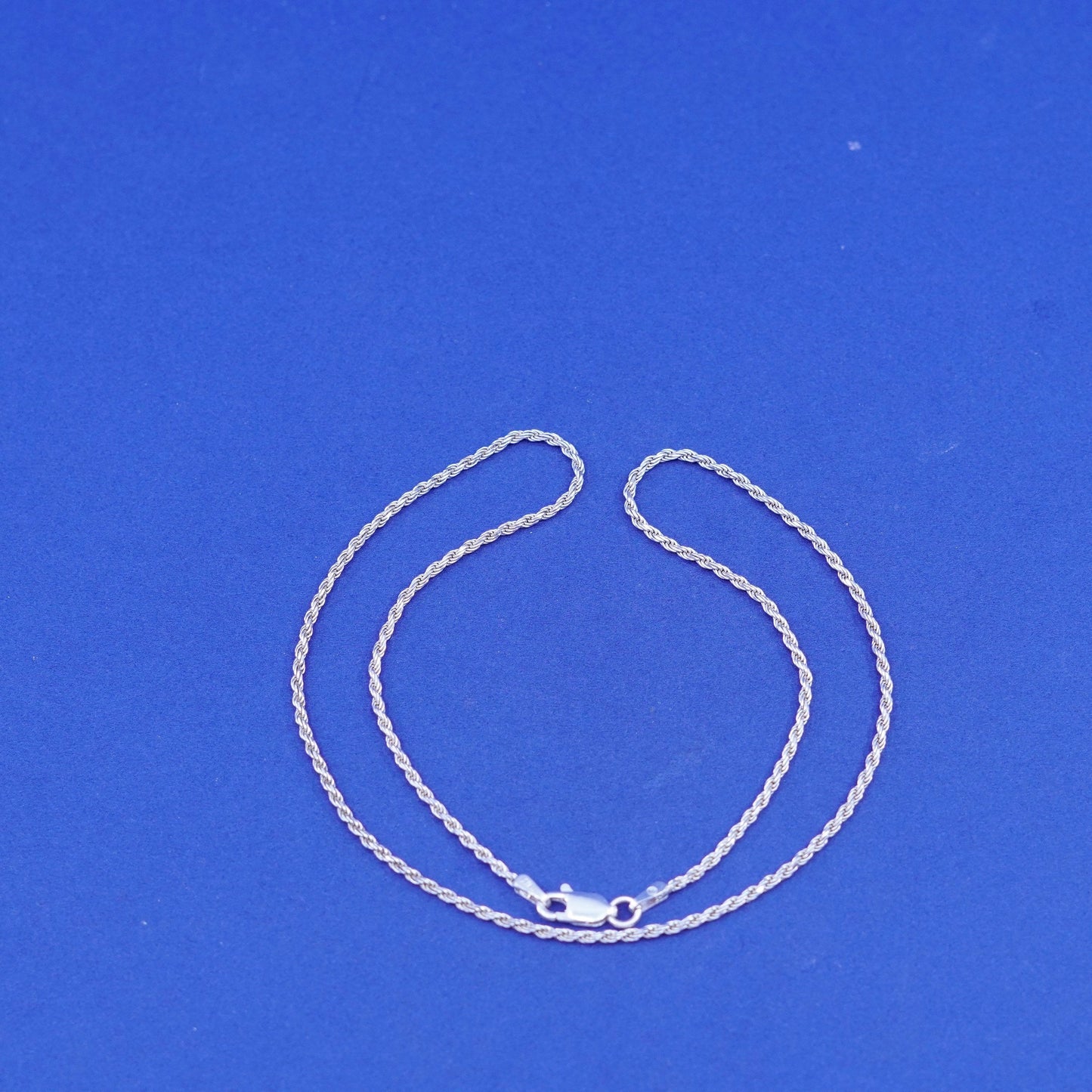 16”, 1.6mm, vintage Sterling silver handmade necklace, 925 diamond rope chain