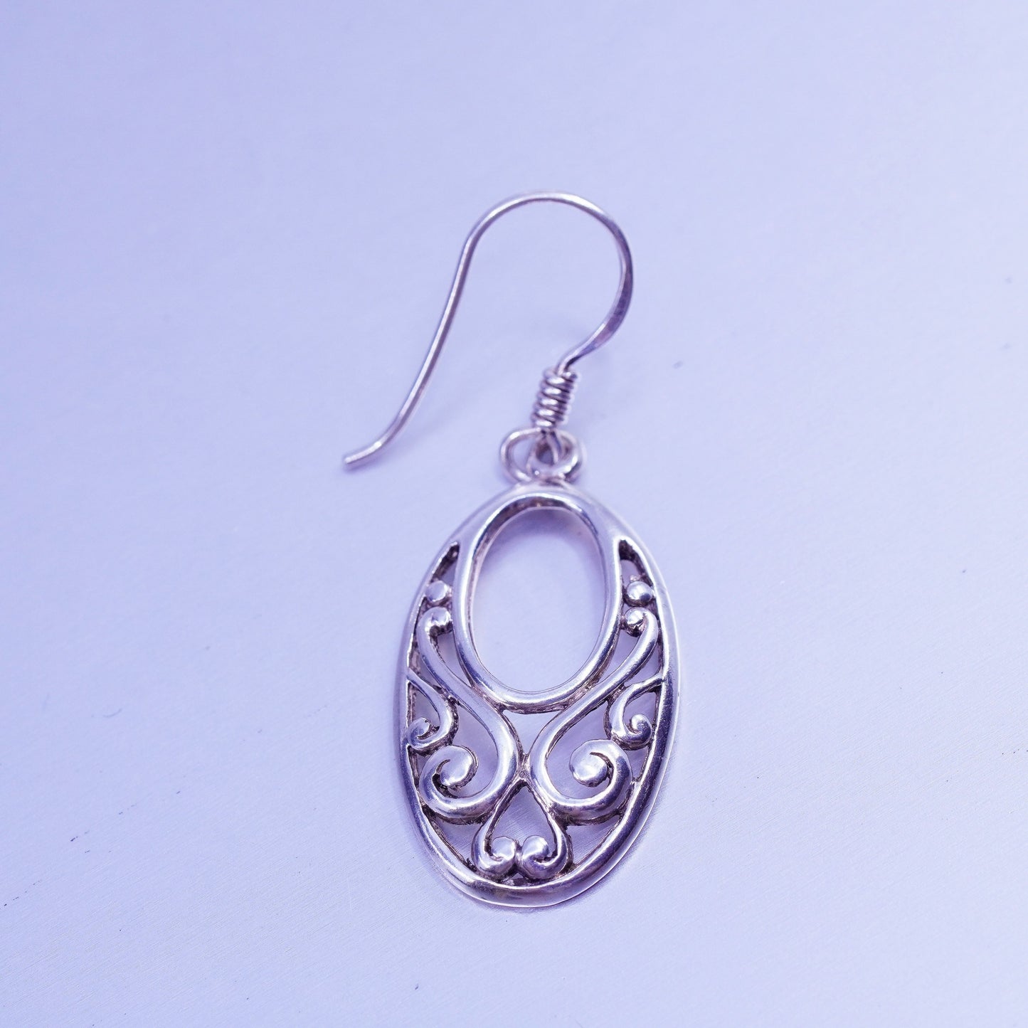 Vintage Sterling 925 silver handmade filigree oval earrings