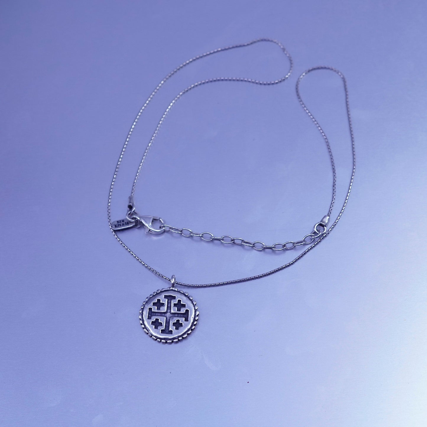 18+2”, Israel Shablool Didae sterling silver 925 necklace, snake cross pendant