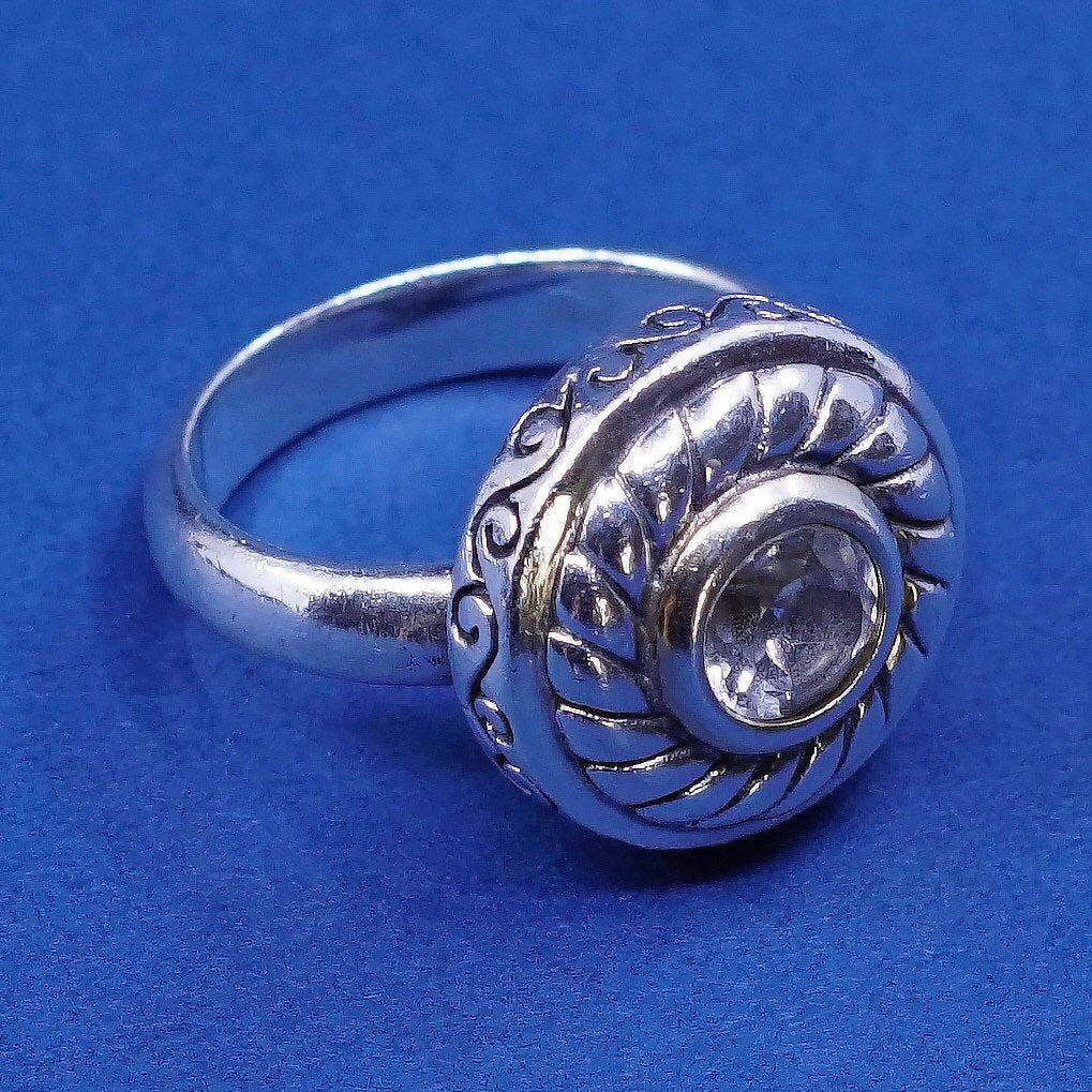 Size 7.25, vtg Brighton sayan Sterling silver handmade ring, 925 ring w/ cz