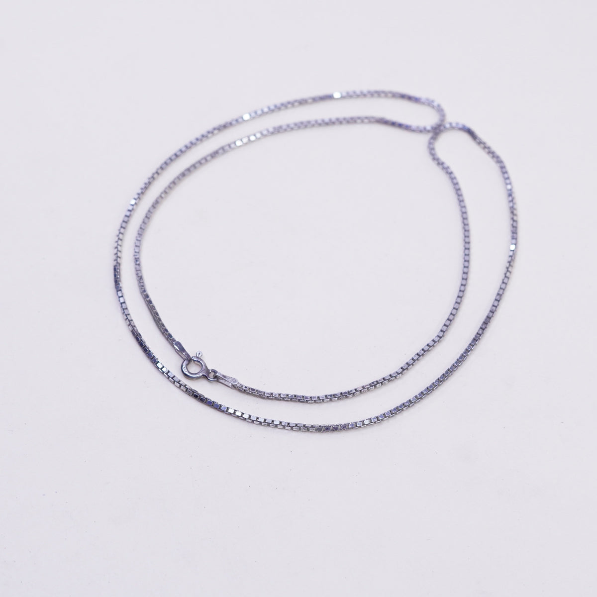 20”, 1mm, Vintage sterling silver Italy 925 silver box chain, necklace