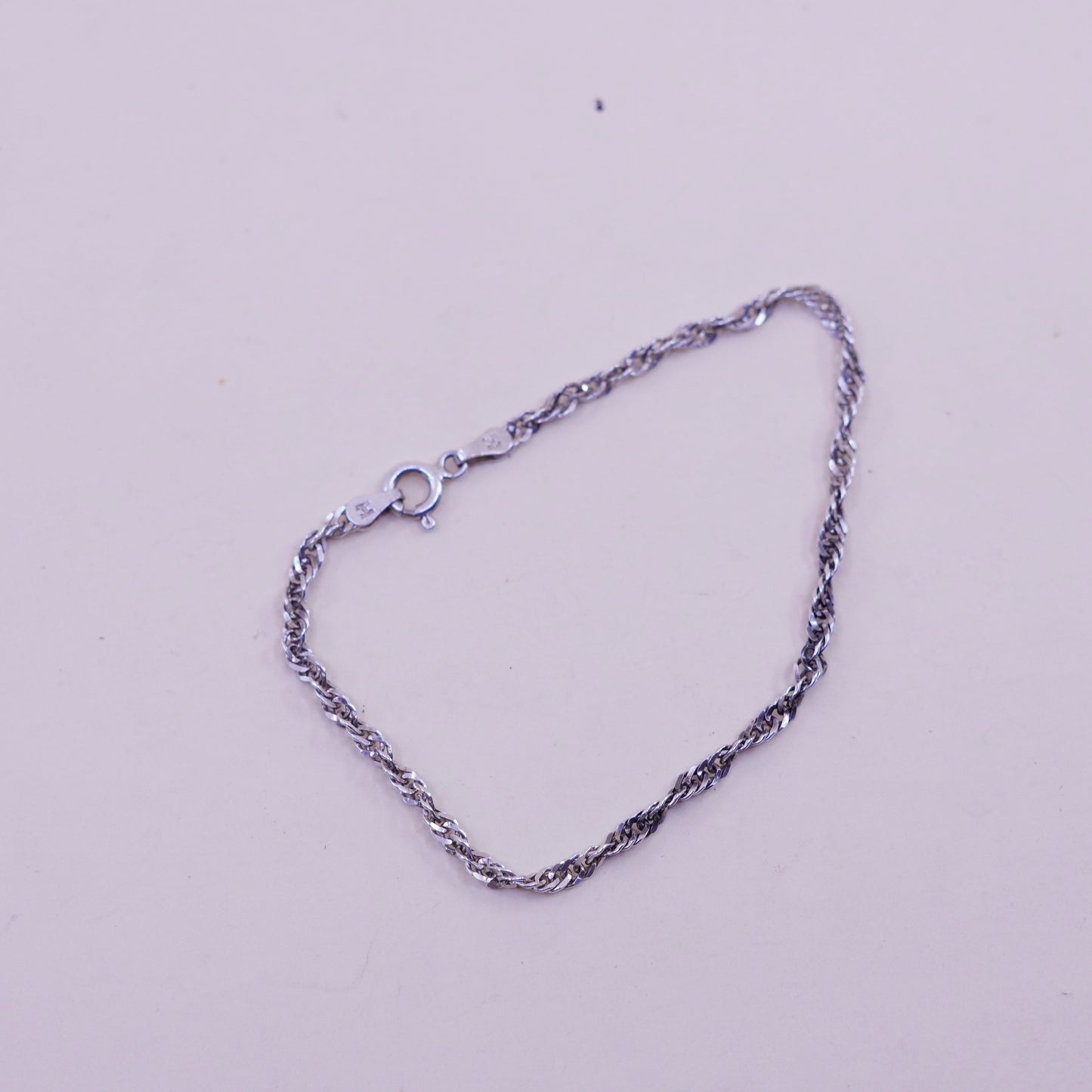 7”, 3mm, Vintage Milor sterling silver bracelet, twisted curb link bracelet