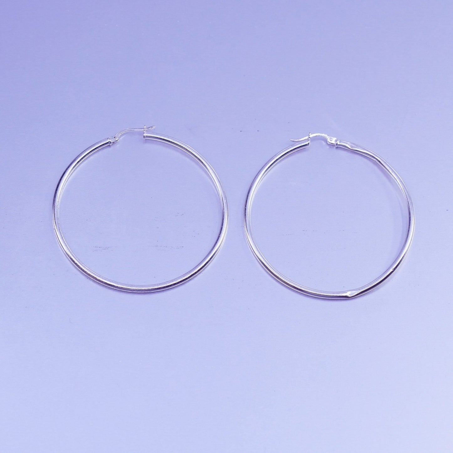 1.75”, vintage Sterling silver handmade earrings, 925 hoops