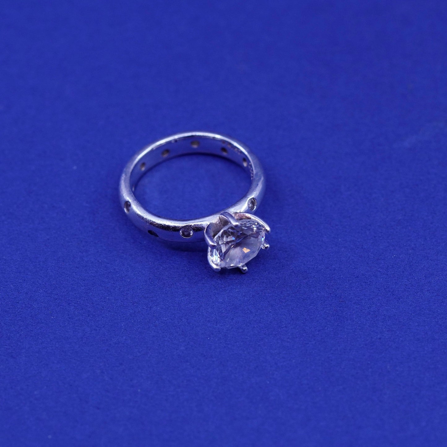 Size 5, vintage Sterling 925 silver engagement ring with cz