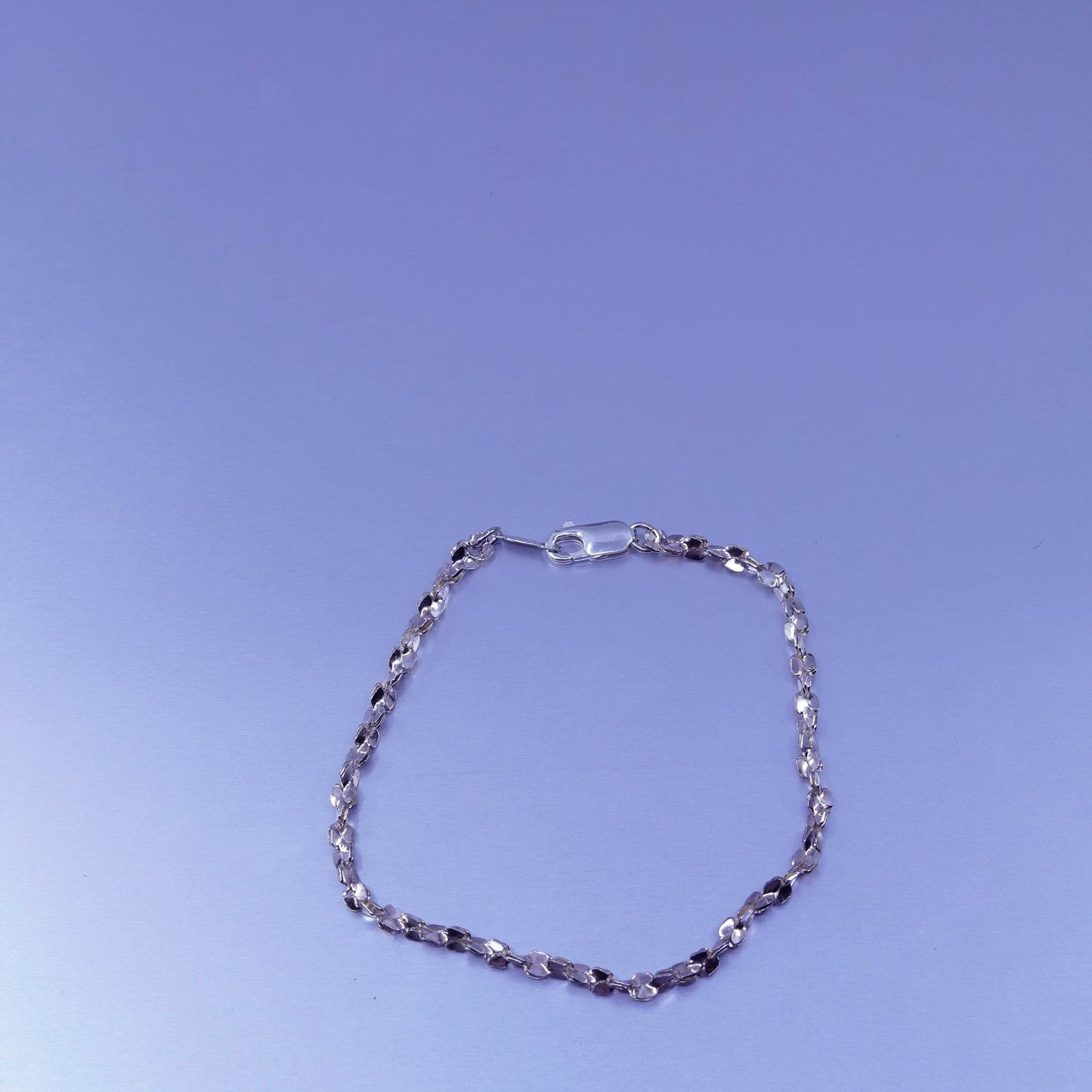 7.25”, Italy Sterling 925 silver handmade bracelet, men’s twisted nugget chain