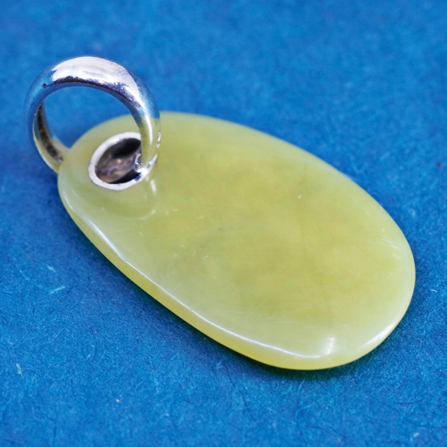 vintage RAGE Sterling silver handmade pendant, modern 925 jade disc