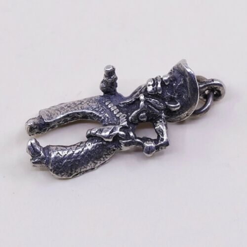 Vintage Sterling Silver Handmade Pendant, 925 Cowboy Charm, Silver Tested