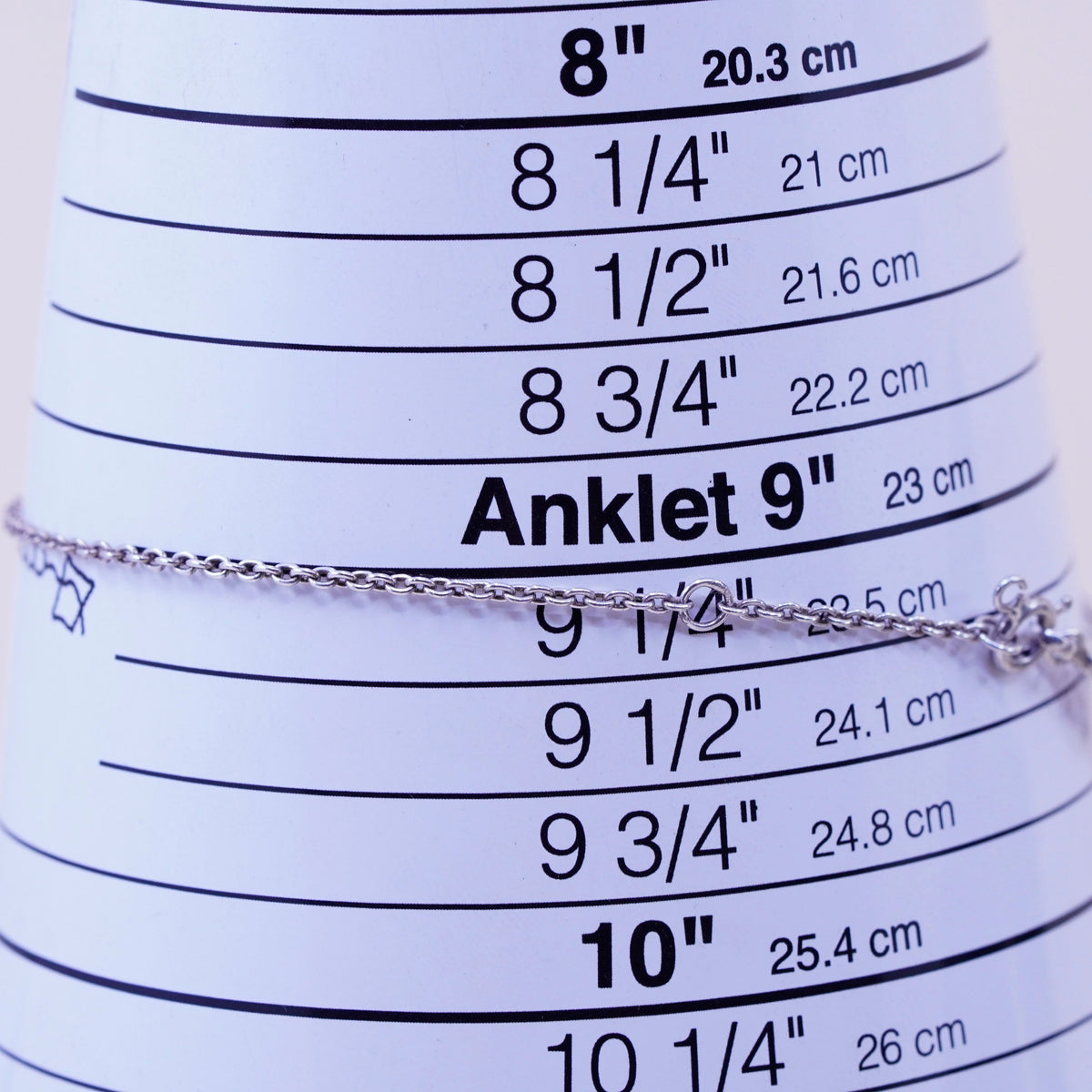 9.25”, sterling silver anklet, 925 circle link chain bracelet Irish Celtic knot
