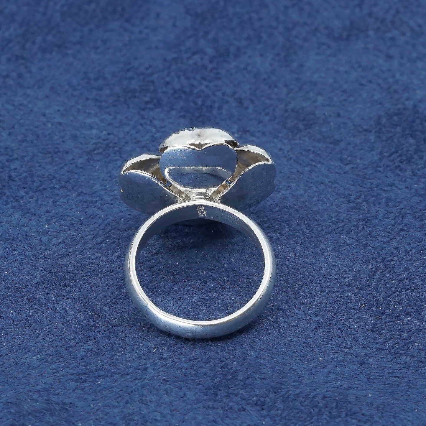 sz 6.25, sterling silver handmade ring, 925 puffy lucky clover, southwestern