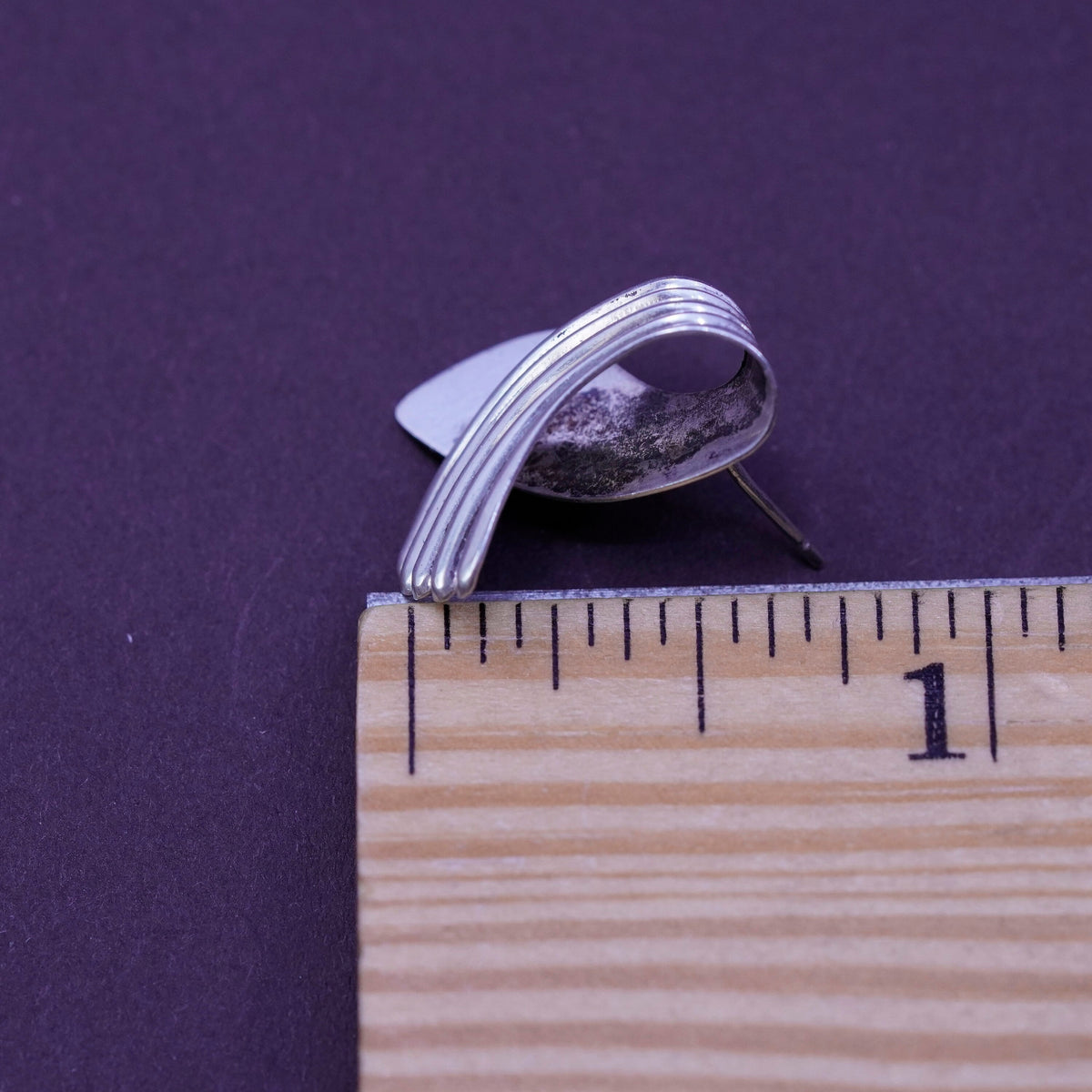 Vintage Sterling silver handmade earrings, modern 925 studs, silver tested