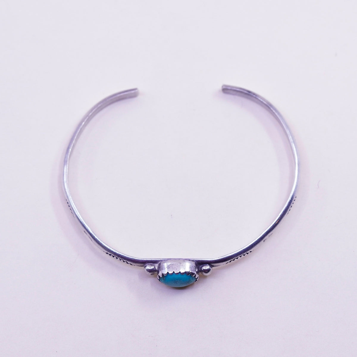 6”, Native American Handmade Sterling 925 silver cuff with Green Turquoise