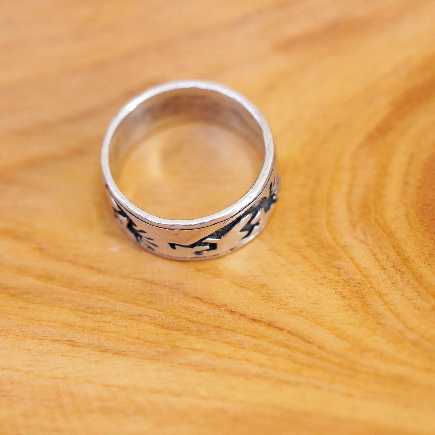 size 8.75, Native American Sterling silver handmade ring, 925 Kokopelli band