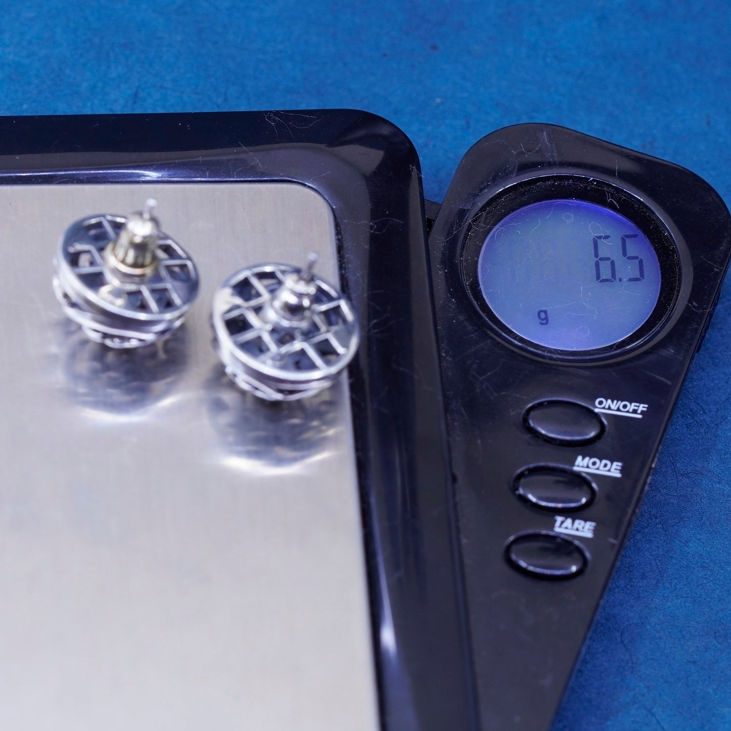 Vintage Sterling silver handmade earrings, 925 filigree swirl studs