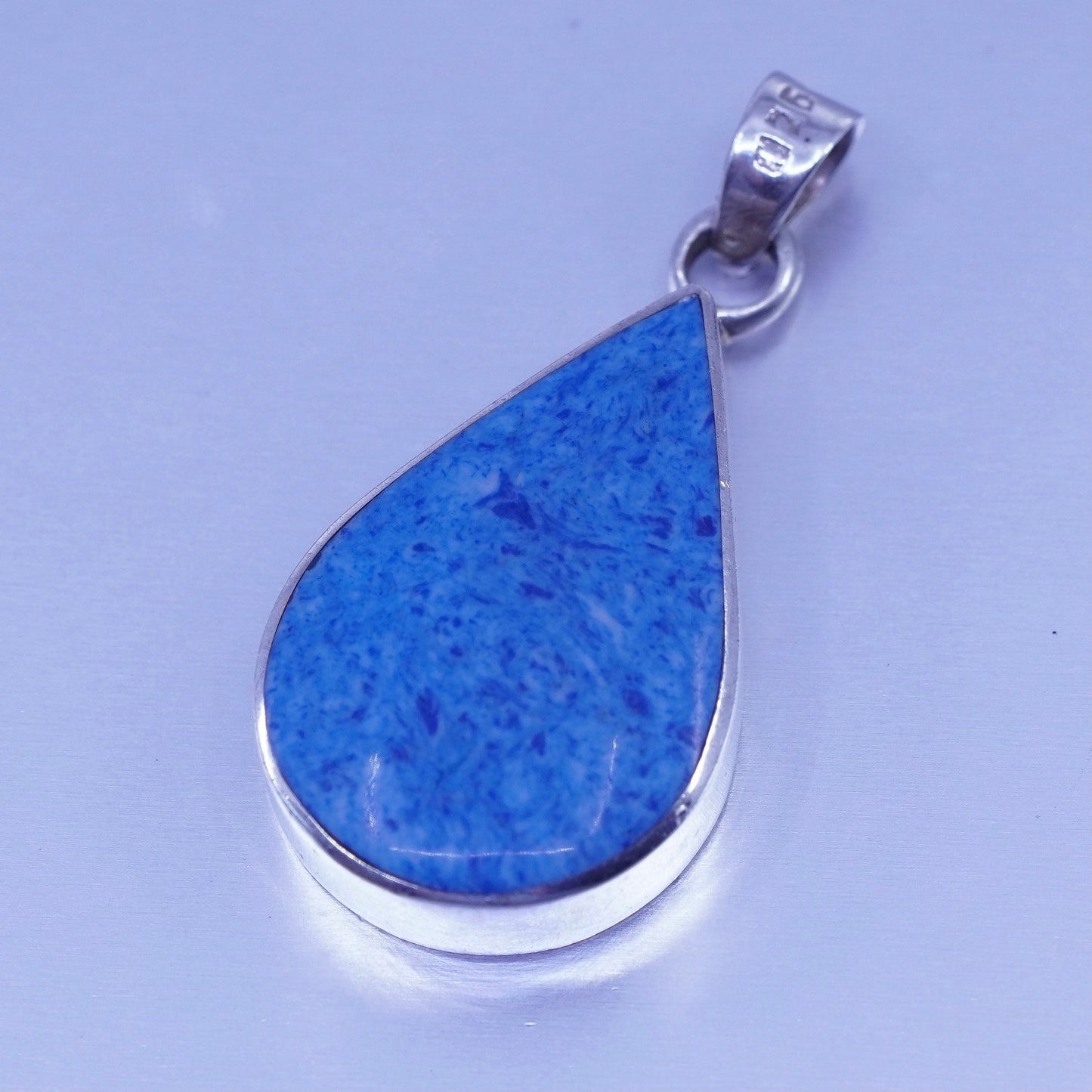 antique sterling 925 silver pendant teardrop sodalite charm