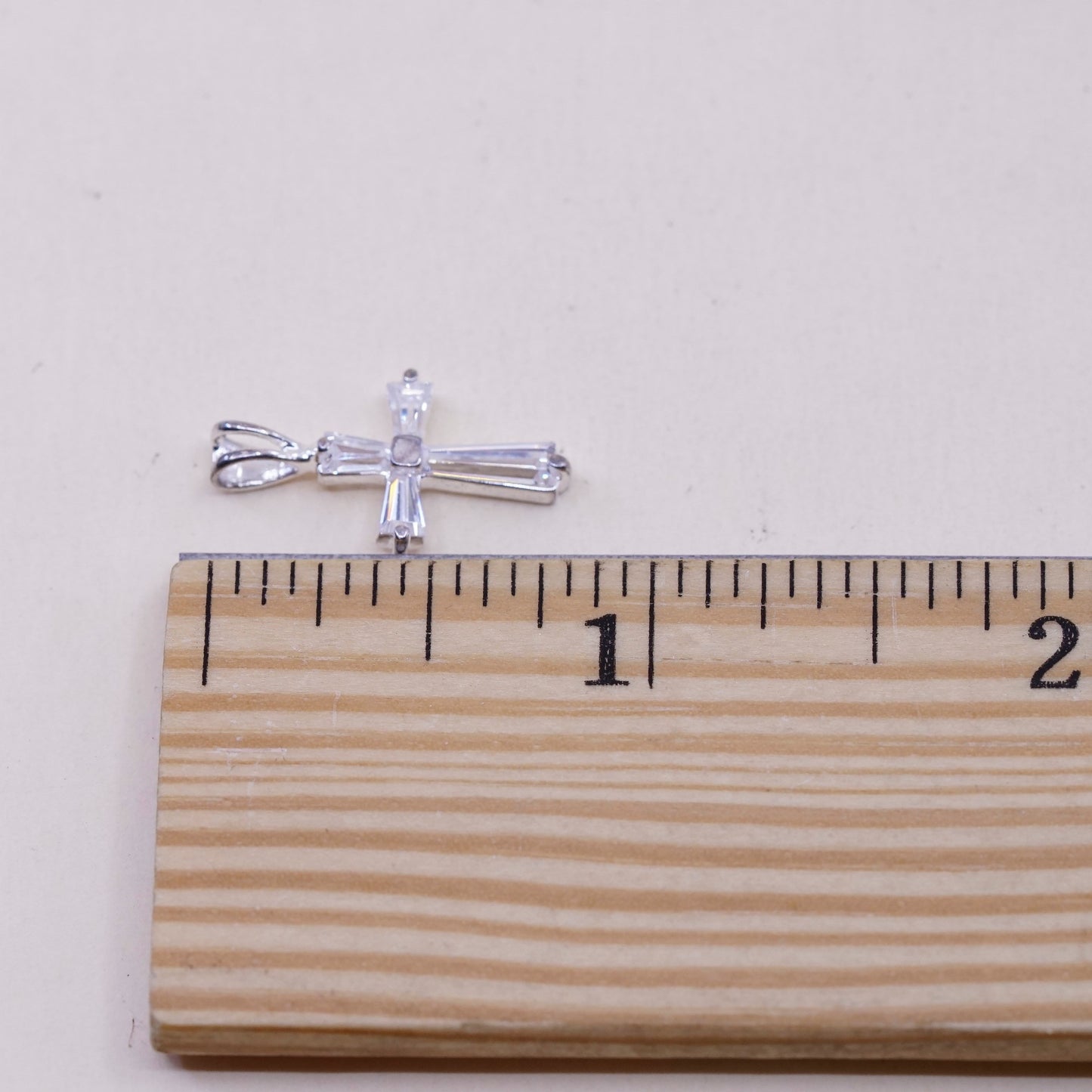 Vintage sterling silver pendant, 925 cross handmade pendant with Cz