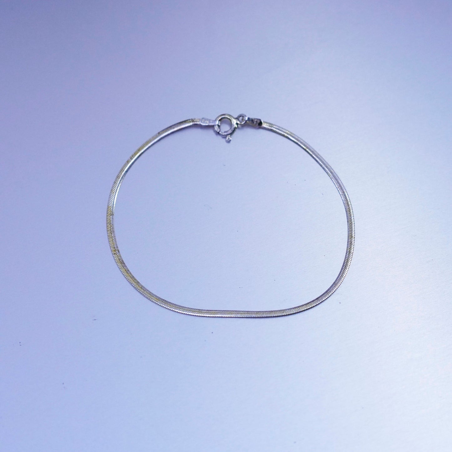 7.5”, Vermeil gold over Sterling 925 silver bracelet, flatten snake chain
