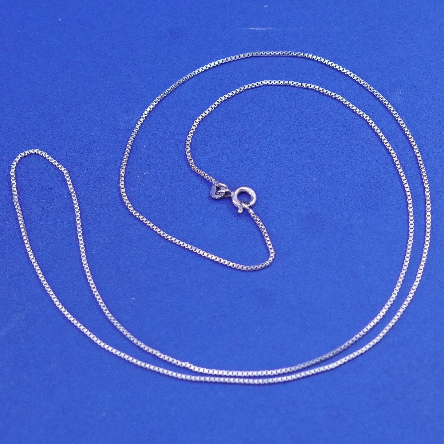 24”, 1mm, vintage Sterling silver handmade necklace, 925 box chain