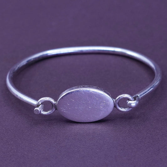 6”, antique Judith jack sterling silver bracelet, 925 bangle w/ name tag “Hayle