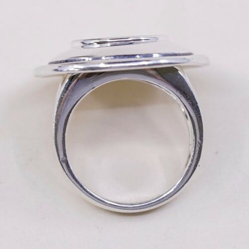 Sz 6.25, Vtg kameleon Sterling 925 Silver Disc Ring Base, Engrave Lauren On Side