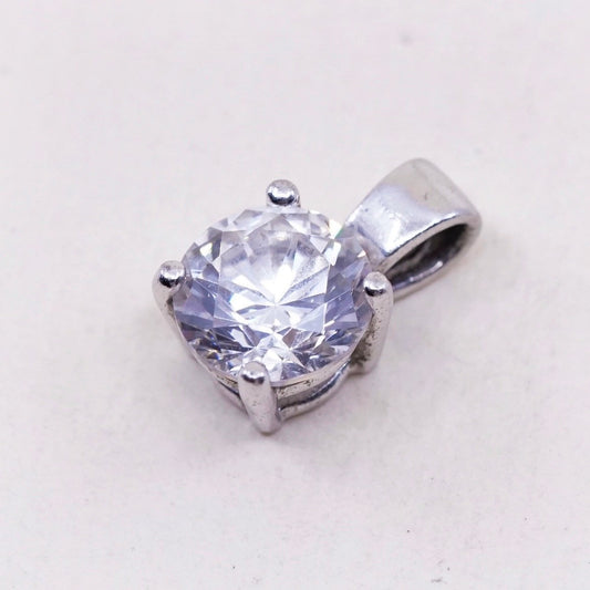 Vintage sterling silver cz crystal pendant, 925 handmade charm
