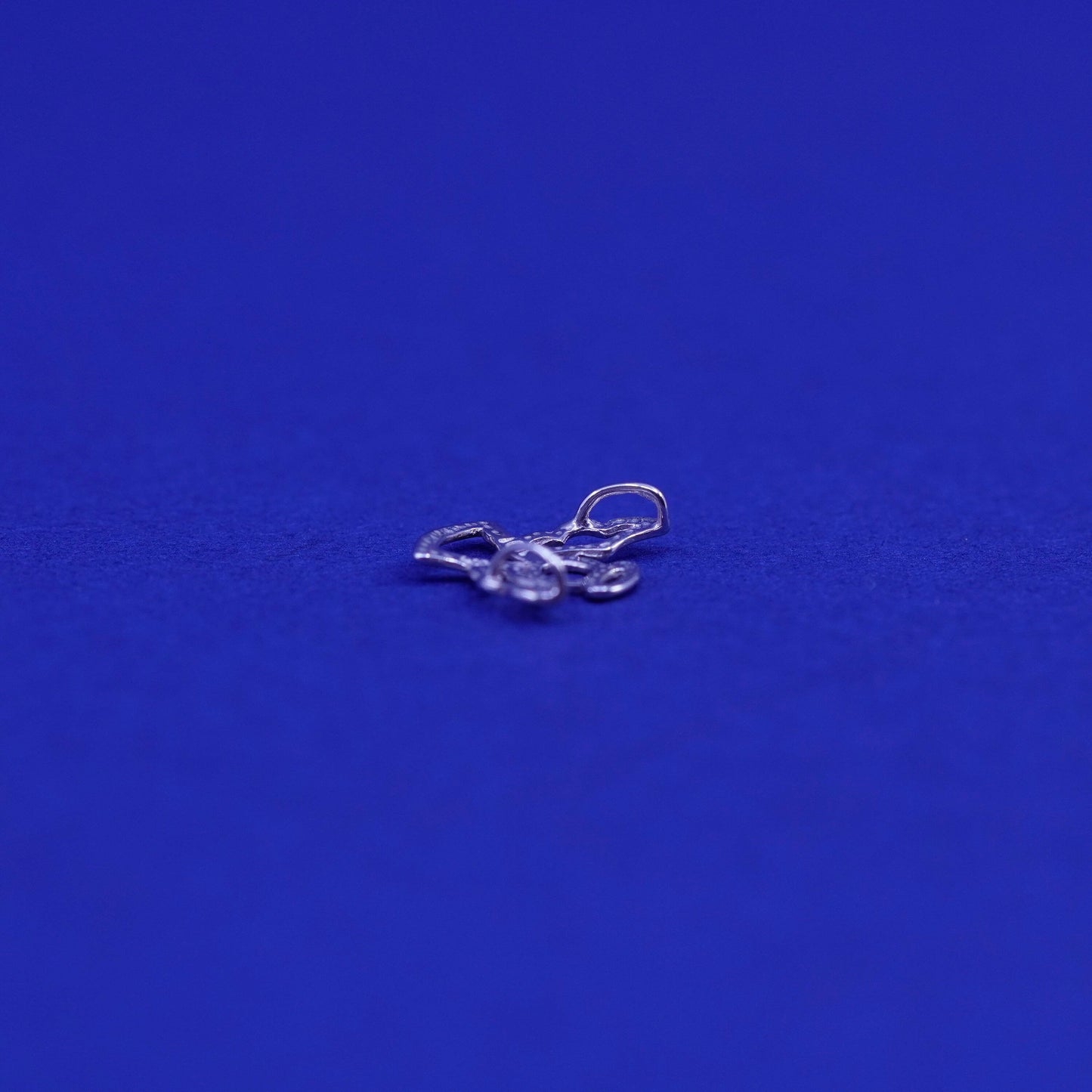 Vintage solid 10K white gold angel pendant charm