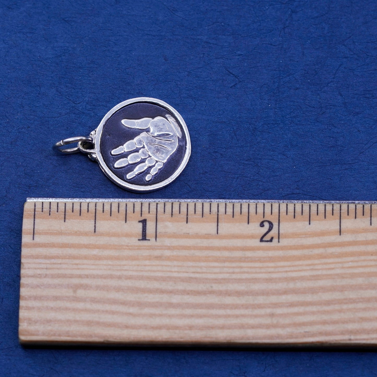 Vintage Sterling silver handmade pendant, 925 “grandmother” charm w/ baby hand