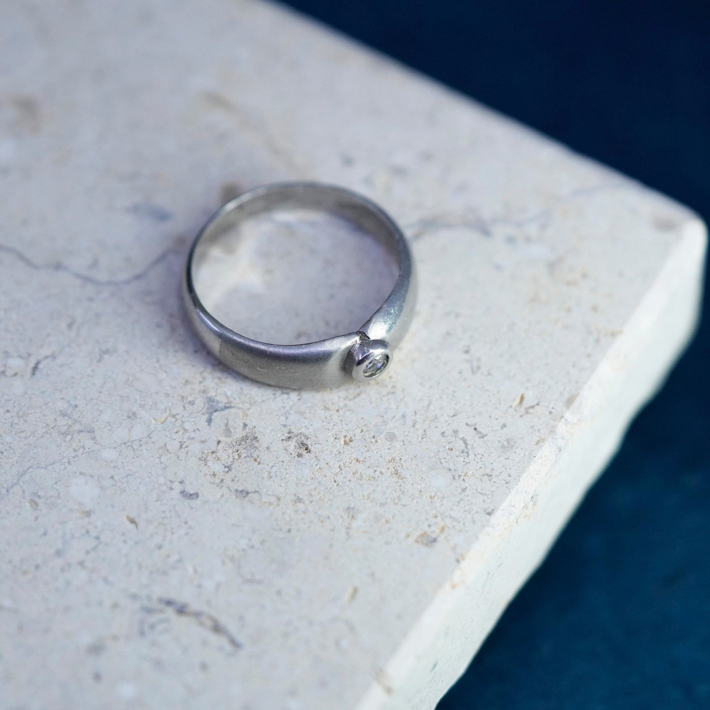 Size 6.5, vintage Sterling 925 silver engagement anniversary band ring with Cz