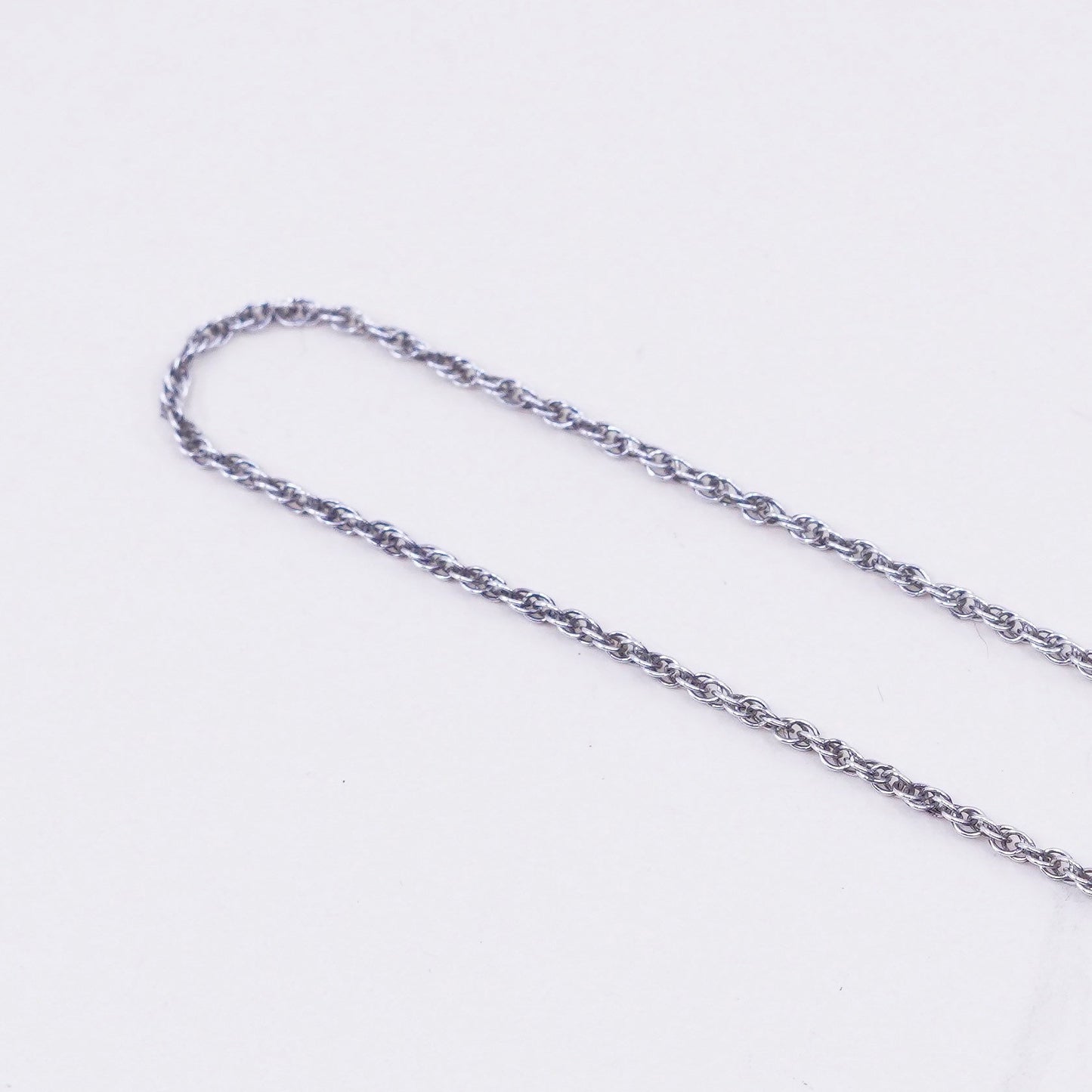 20” 1mm, vintage sterling silver necklace, 925 Singapore rope chain