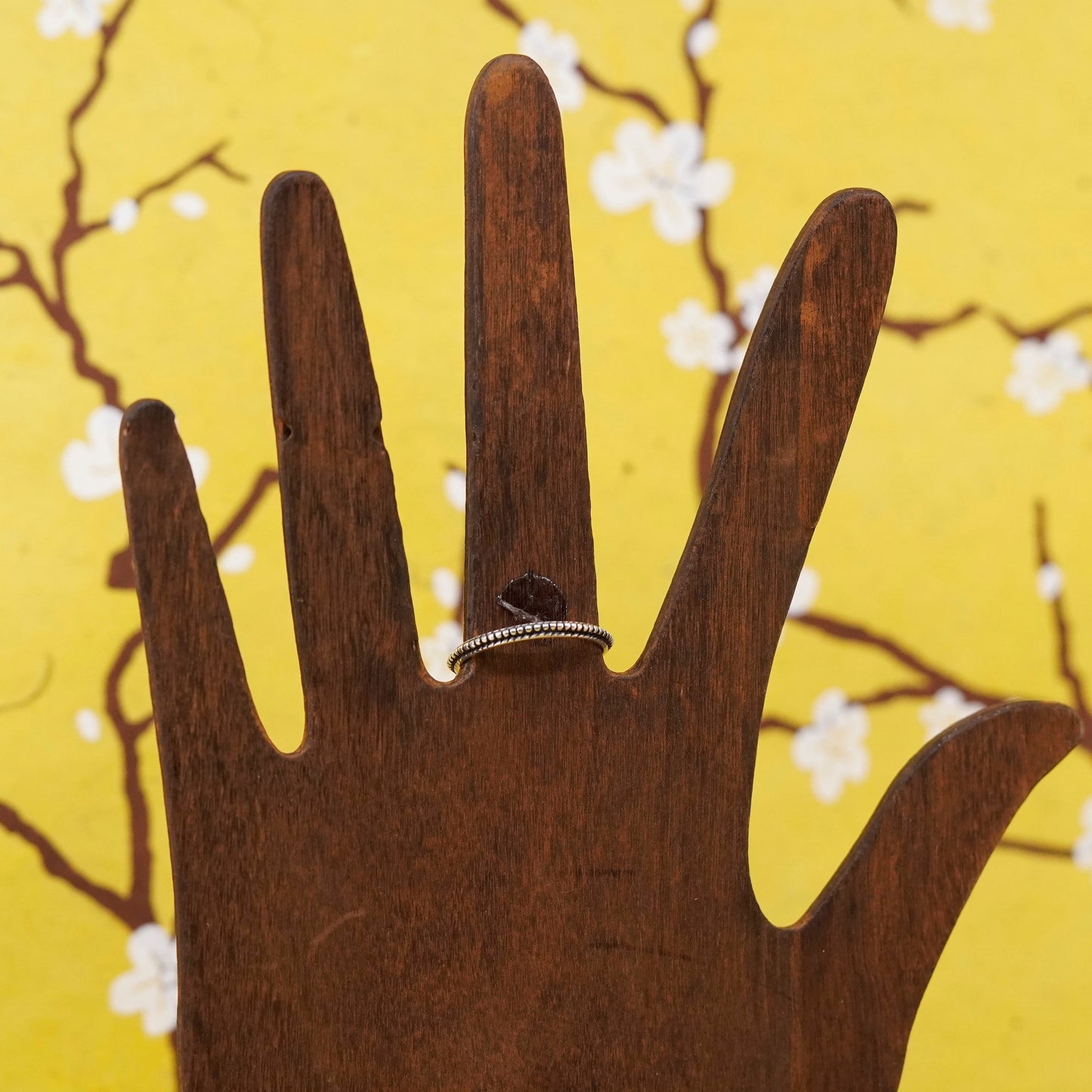 Size 8, vtg Sterling silver stackable handmade ring, 925 stackable band beads